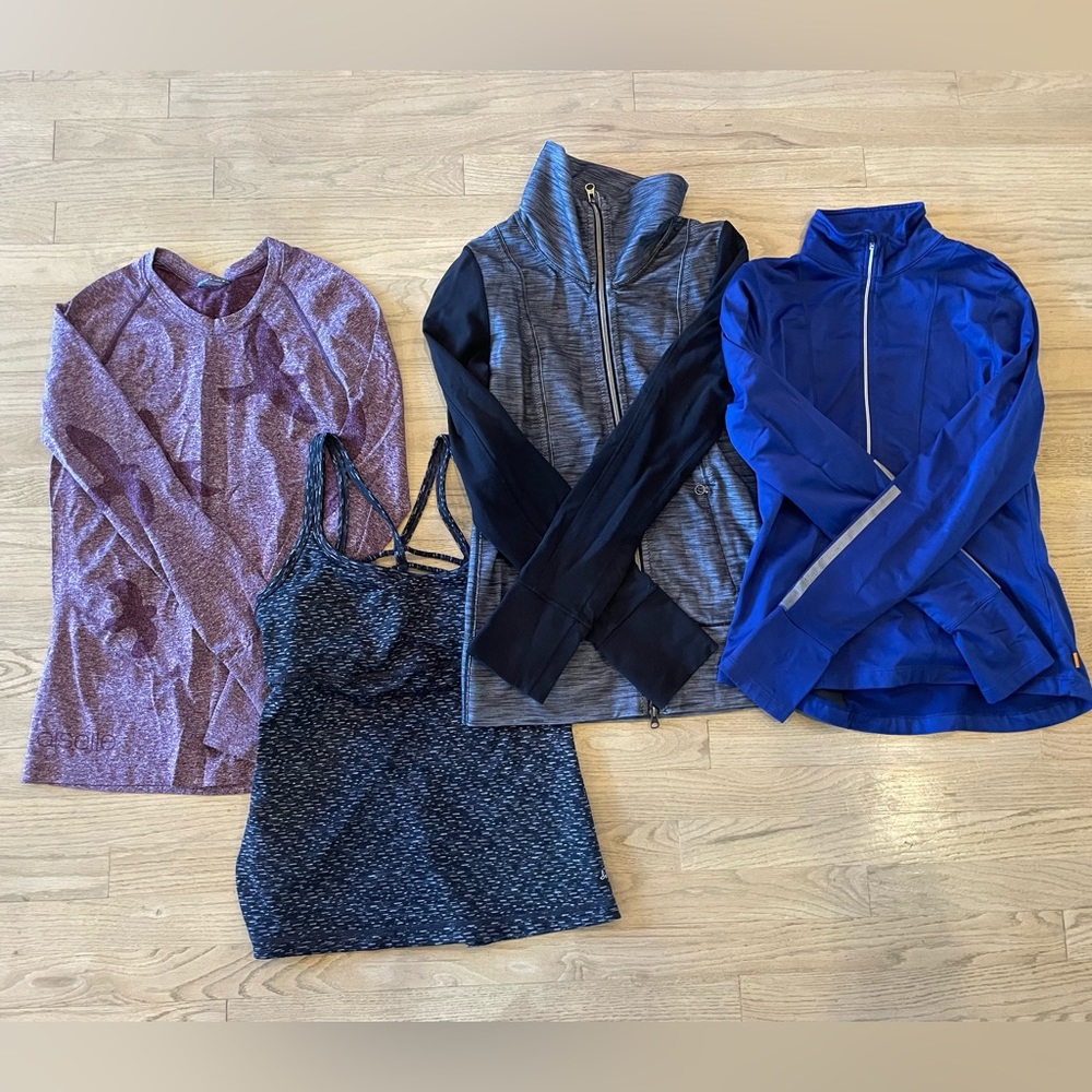 Athletic tops and zip up jacket bundle size M- lululemon, oiselle, prana, Lucy